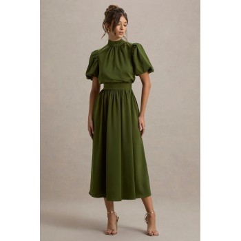Jacqueline Puff Sleeve Tiered Midi