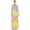 Elegant Women's Viscose Fiber Summer Dress Custom Long  Sleeveless Halter-Neck Printed Long Dress