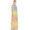 Elegant Women's Viscose Fiber Summer Dress Custom Long  Sleeveless Halter-Neck Printed Long Dress