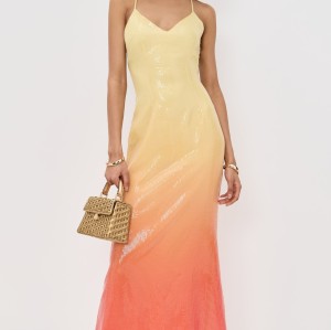 2025 Women's Summer Latest Design Fashion Sleeveless Dazzling Niyah V neck Sequined Open Back Long Dress