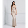 Stunning Custom made Draped Metallic for Ladies featuring alluring back ruche and cut out dress.