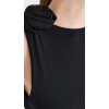 2025 Hot Selling Ladies' Gorgeous Sleeveless Dress Scooped Back Rosette adorned Shoulders Thigh High Slit Ruffled Trim