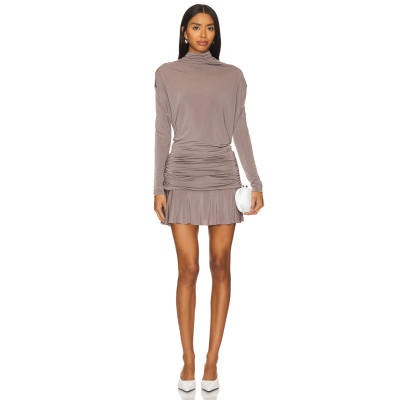 Elegant Custom Logo 2025 New Fashion High Neck Long Sleeve Backless Breathable Dress