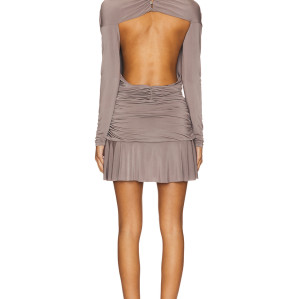 Elegant High Quality Custom Logo 2025 New Fashion High Neck Long Sleeve Backless Breathable Dress