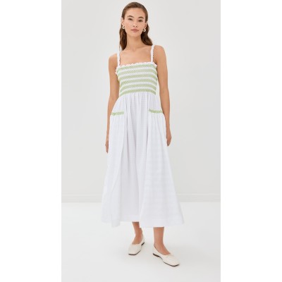 OEM New Arrival Adorable Customizable Ladies' Pullover with Smocked Bodice Shirred Hips Gingham Check Dress