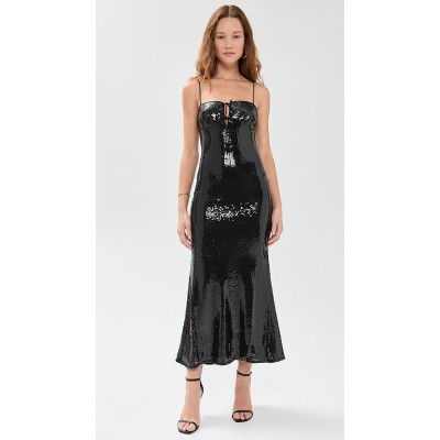 Elegant Formal Sparkling Stretch Mesh Garment Boasting Satin Ties and a Sweetheart Neck Midi Dress