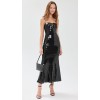 Elegant Formal Sparkling Stretch Mesh Garment Boasting Satin Ties and a Sweetheart Neck Midi Dress