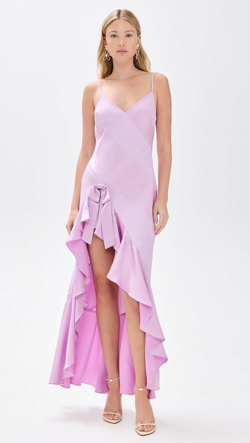 High Low Sleeveless Gown Snap Closure Asymmetric Hem and Elastic Lace up Black Dress