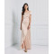 New Fashion Trend Satin Off the Shoulder Under Skirt Side Pleats Front Slit and Darts  Dress