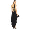 High Low Sleeveless Gown Snap Closure Asymmetric Hem and Elastic Lace up Black Dress