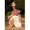 Short Sleeve  Open Back Design Elegant V Neckline Cascading Floral Pattern  Dress