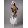 Short Sleeve  Open Back Design Elegant V Neckline Cascading Floral Pattern  Dress
