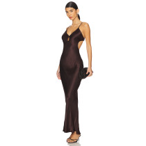 2025 New Fashion Sexy Elegant High Quality V-Neck Backless Sleeveless Women Dress