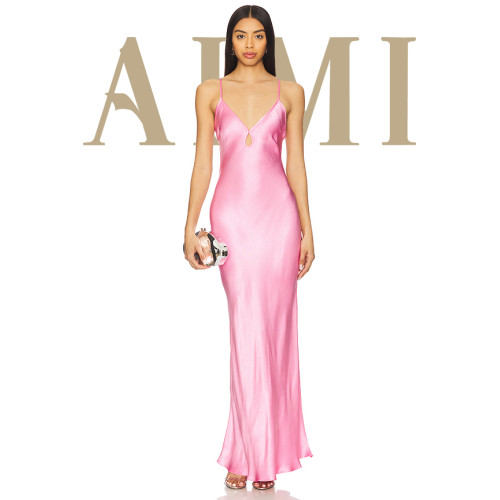 2025 New Fashion Sexy Elegant High Quality V-Neck Backless Sleeveless Women Dress