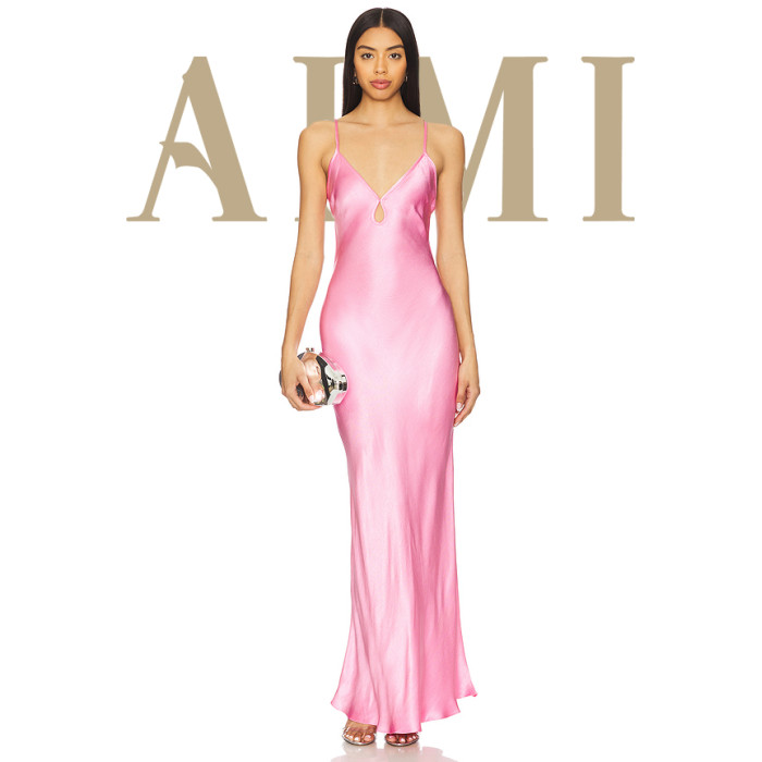 2025 New Fashion Sexy Elegant High Quality V-Neck Backless Sleeveless Women Dress