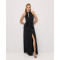 Trendy Sleeveless Backless Non slip Neckline Ruched Cups Back Side Cut out Dress for Women