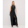 Fashion Sleeveless Halter Front Ruching Draping Front Slit Front Back Cutouts Ladies' Long Dress