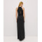 Fashion Sleeveless Halter Front Ruching Draping Front Slit Front Back Cutouts Ladies' Long Dress