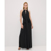 Fashion Sleeveless Halter Front Ruching Draping Front Slit Front Back Cutouts Ladies' Long Dress