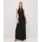 Fashion Sleeveless Halter Front Ruching Draping Front Slit Front Back Cutouts Ladies' Long Dress
