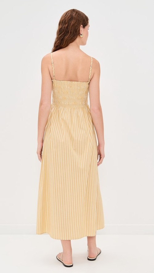 Cotton and spandex design luxury Smocking  casual midi dresses for vacation use
