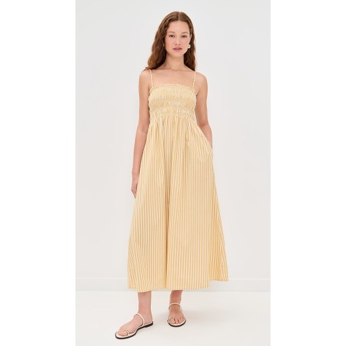 Cotton and spandex design luxury Smocking  casual midi dresses for vacation use