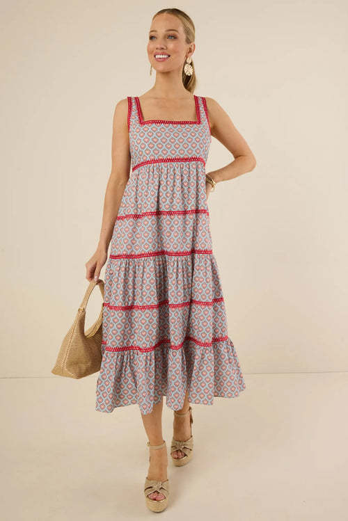Woman's New Fashion Casual High Quality Sleeveless Square-Neck Woman's Midi Dress