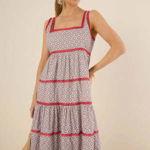 Woman's New Fashion Casual High Quality Sleeveless Square-Neck Woman's Midi Dress