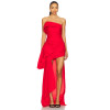 Fashion Midweight Taffeta Boned Bustier Asymmetrical Hem Fold - over Neckline Women's Dress