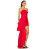 Fashion Midweight Taffeta Boned Bustier Asymmetrical Hem Fold - over Neckline Women's Dress