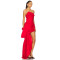 Fashion Midweight Taffeta Boned Bustier Asymmetrical Hem Fold - over Neckline Women's Dress