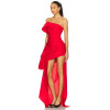 Fashion Midweight Taffeta Boned Bustier Asymmetrical Hem Fold - over Neckline Women's Dress