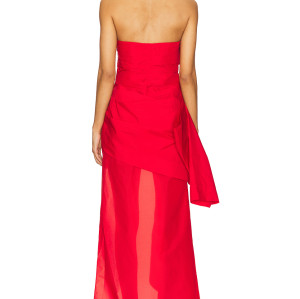 Fashion Midweight Taffeta Boned Bustier Asymmetrical Hem Fold - over Neckline Women's Dress
