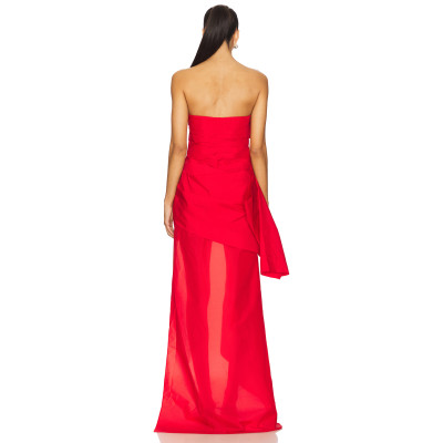 Fashion Midweight Taffeta Boned Bustier Asymmetrical Hem Fold - over Neckline Women's Dress