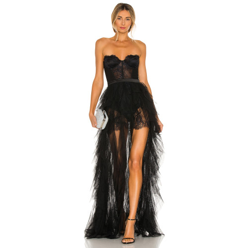 Women's New Fashion High Low Sexy Off shoulder Backless Asymmetric Hem Maxi Dress