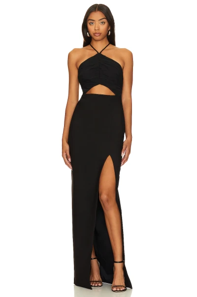 New Design Elegant Halter Neck Adjustable Shoulder Straps Hollow Upper Body Side Slit Lady Dress