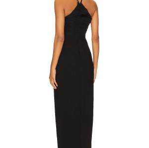 New Design Elegant Halter Neck Adjustable Shoulder Straps Hollow Upper Body Side Slit Lady Dress