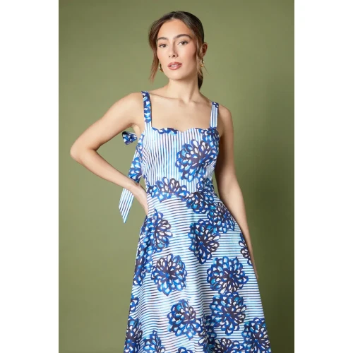 Women's Elegant Sleeveless Floral Print Cat Out Midi New Fashionable Casual Dress