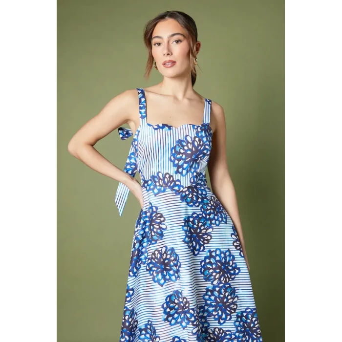 Women's Elegant Sleeveless Floral Print Cat Out Midi New Fashionable Casual Dress
