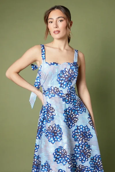 Women's Elegant Sleeveless Floral Print Cat Out Midi New Fashionable Casual Dress