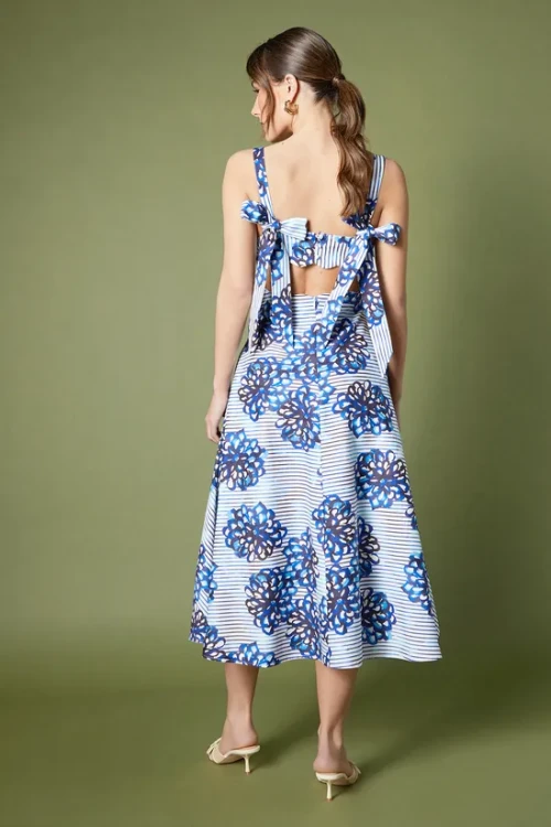 Women's Elegant Sleeveless Floral Print Cat Out Midi New Fashionable Casual Dress