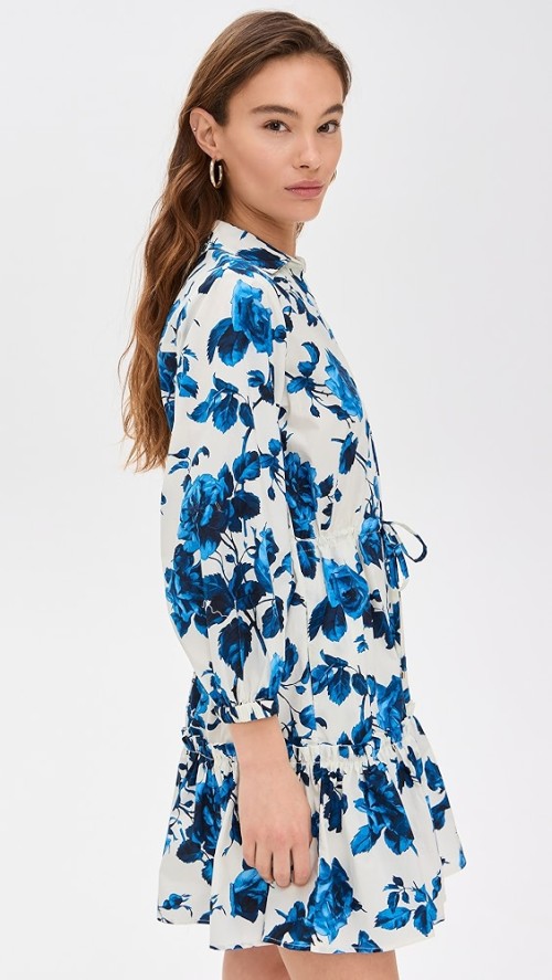 Women New Elegant Long Sleeves With Elastic Cuffs Ruffled Hem Mini Dress Casual Dresses
