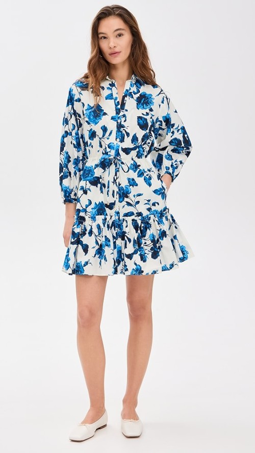 Women New Elegant Long Sleeves With Elastic Cuffs Ruffled Hem Mini Dress Casual Dresses