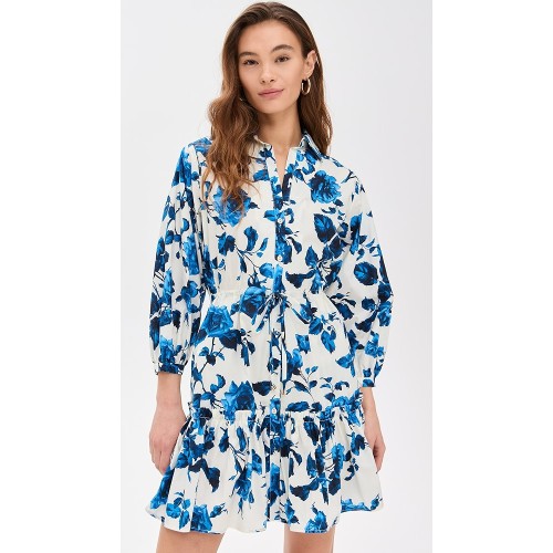 Women New Elegant Long Sleeves With Elastic Cuffs Ruffled Hem Mini Dress Casual Dresses