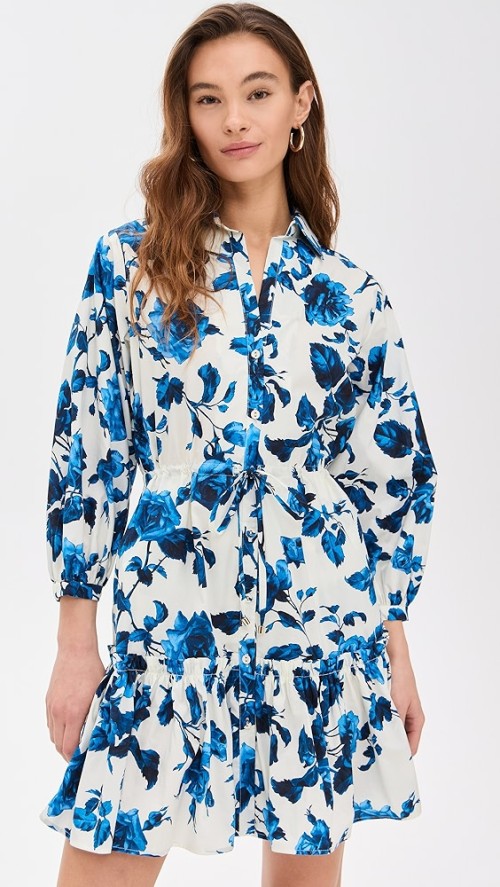 Women New Elegant Long Sleeves With Elastic Cuffs Ruffled Hem Mini Dress Casual Dresses