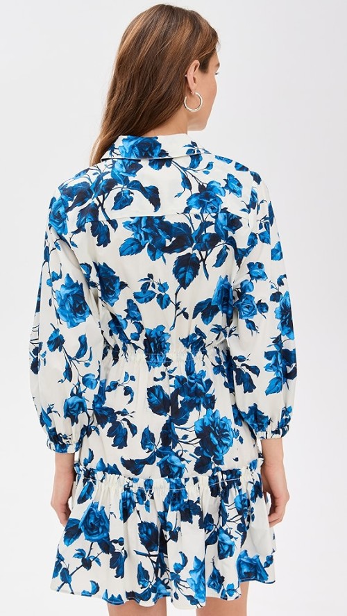Women New Elegant Long Sleeves With Elastic Cuffs Ruffled Hem Mini Dress Casual Dresses