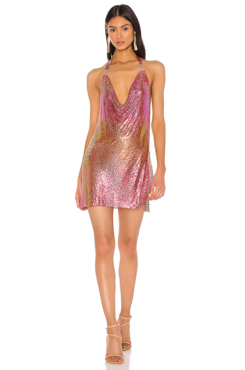 OEM Women Fashion Sequins Sleeveless Backless Strap Side split Sexy Woman's Dress