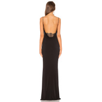 Fashionable Spaghetti Strap Sleeveless Open-Back with Lace Detail High Quality Woman's Dress