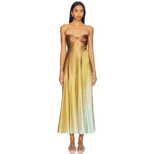 Trendy Sleeveless Backless Non slip Neckline Ruched Cups Back Side Cut out Dress for Women