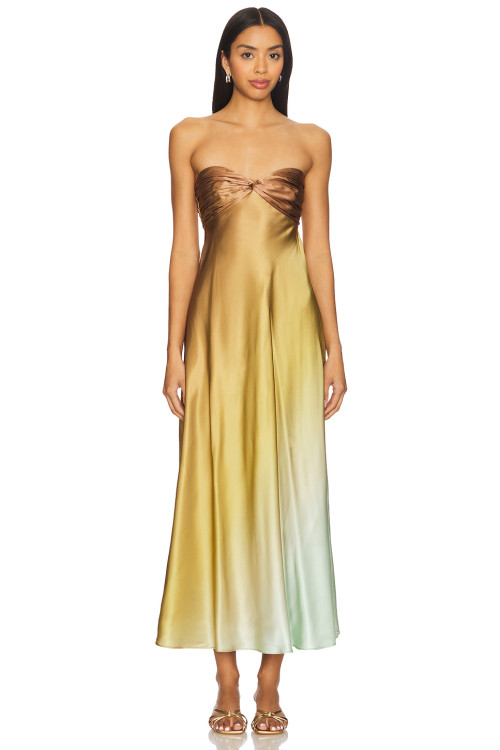Trendy Sleeveless Backless Non slip Neckline Ruched Cups Back Side Cut out Dress for Women